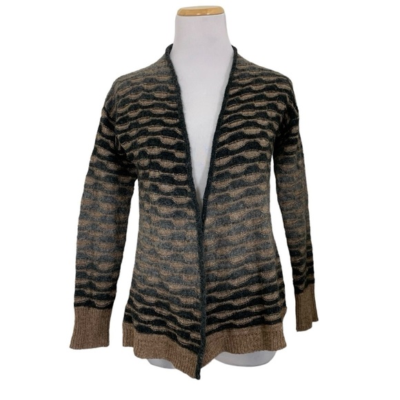 Jones New York Wool Mohair Blend wavy Stripe Ombré Cardigan Sweater Size Small - Picture 1 of 15